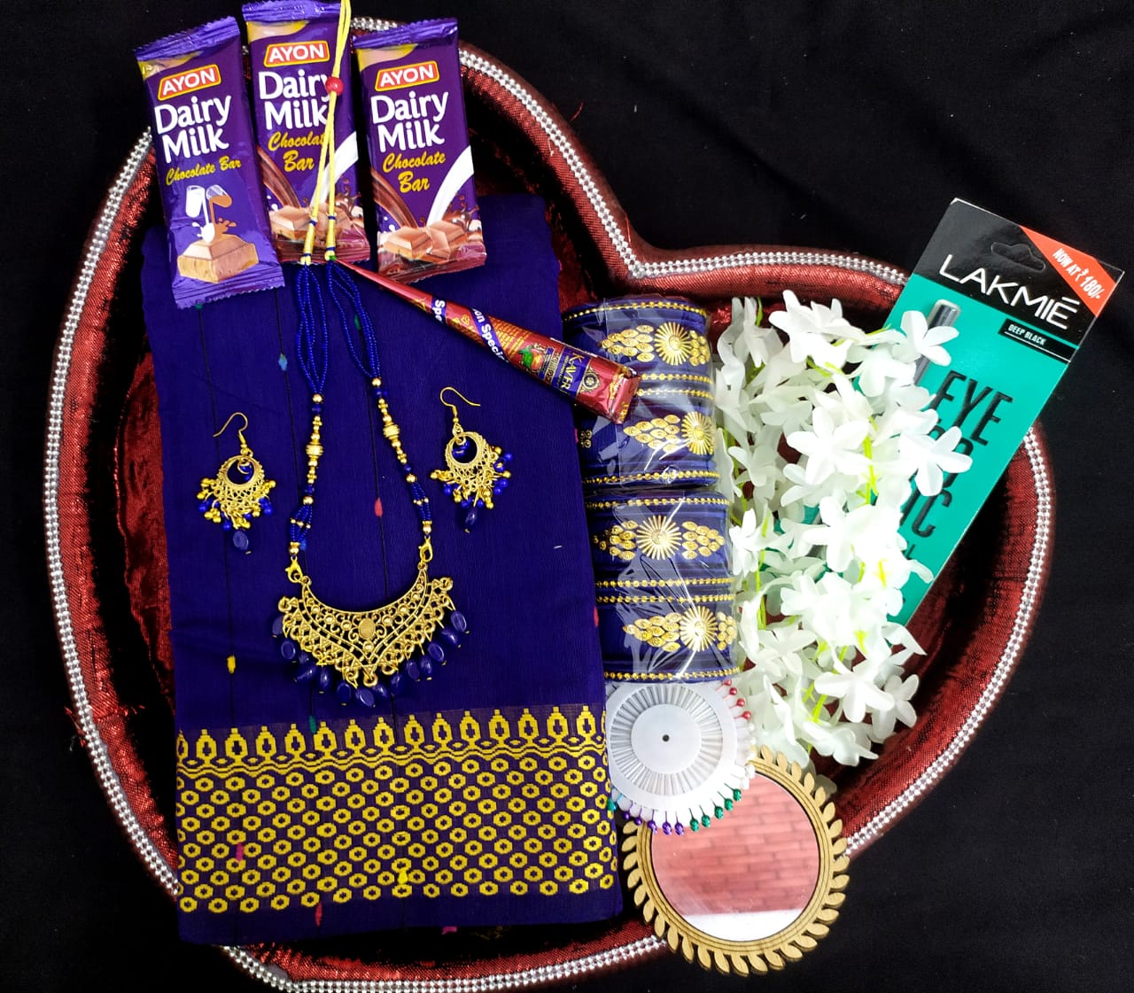 Premium halfsilk saree combo set - Blue