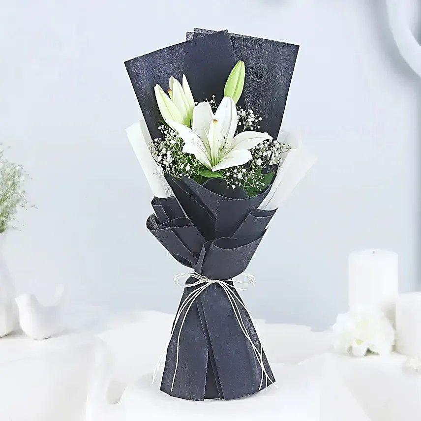 White Lily Bouquet in Bangladesh